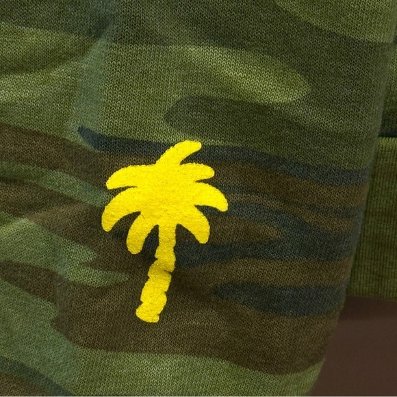 NWT Aviator Nation Palm Tree Festival Green Camo Crewneck Sweatshirt relaxed - Picture 11 of 14